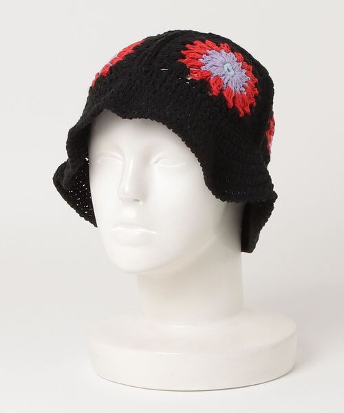 花柄ニット帽 23AW-DSP-HW08 Champion ニット帽 秋冬 レディース 帽子 洗える 花 刺繍 ワン