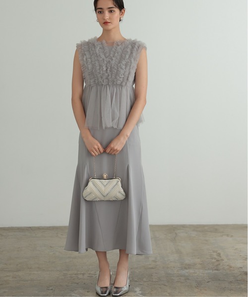 ドレス 結婚式 オケージョン シアー チュールジレ ドレス 2点セット | PREFERIR | 18