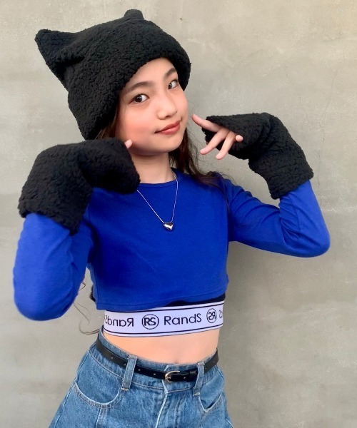 RandS ニット帽 ニットキャップ モコモコにゃんこセット キッズ