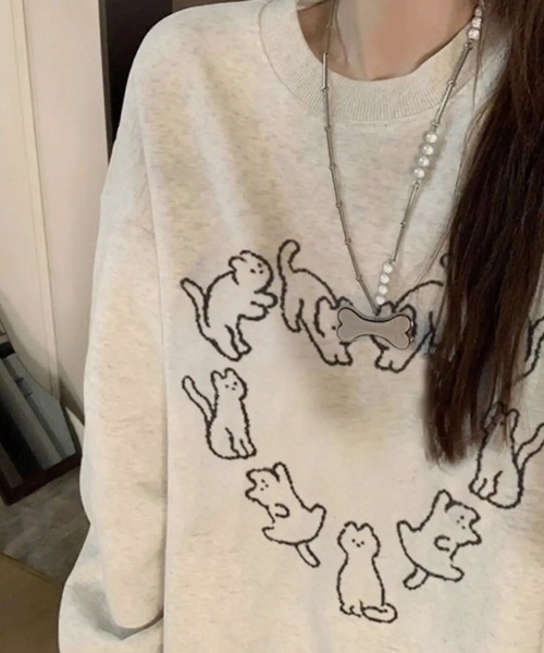 トレーナー スウェット 「 ammy. / エイミードット 」 フロント ネコ