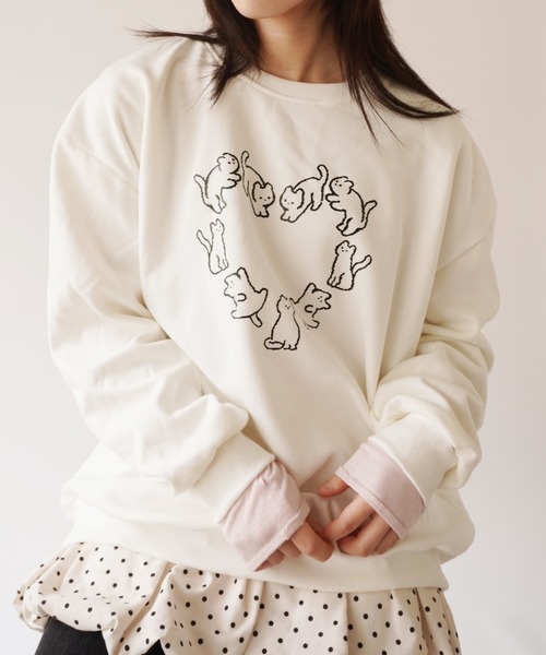 トレーナー スウェット 「 ammy. / エイミードット 」 フロント ネコ