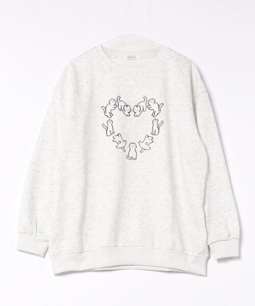 美品MSGM クロップドトレーナースウェット裏起毛ネコキャット猫 ラブ