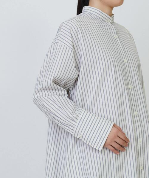 LOISIR ワンピース コットントリプルストライプシャツワンピース