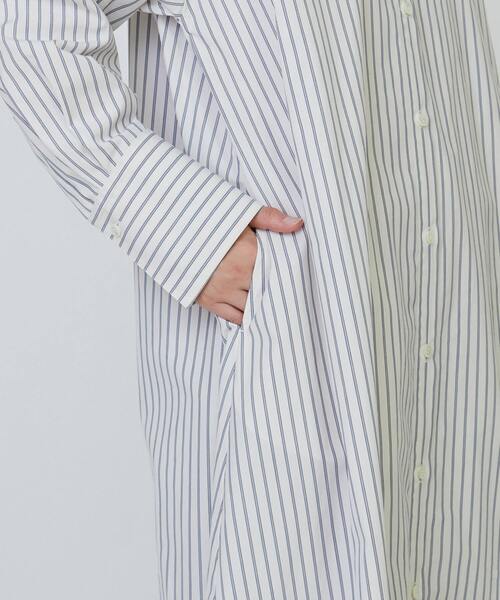 irisé ストライプ 長袖シャツワンピース F irisé ストライプ 長袖シャツワンピース F irisé ストライプ 長袖