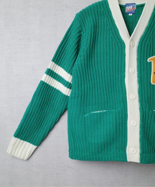 【送料無料 53%OFF】HOUSTON ヒューストン    レタード カーディガン    NO.23HL001    GREEN_0(M相当)サイズ HOUSTON 【送料無料 53%OFF】HOUSTON ヒューストン レタード