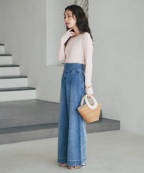 La boutique Bonbon ジーンズ デニム デニムパンツ 「美脚見え」バック 