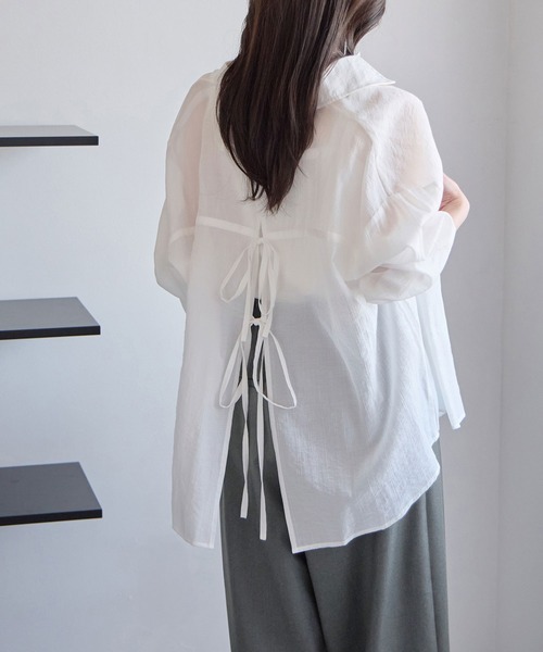 未使用 CLANE バック スリット ブラウス CLANE - バックスリットシャツ - BACK SLIT SHIRT - WHITE | ADDICT