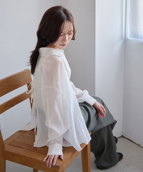 未使用 CLANE バック スリット ブラウス CLANE - バックスリットシャツ - BACK SLIT SHIRT - WHITE | ADDICT