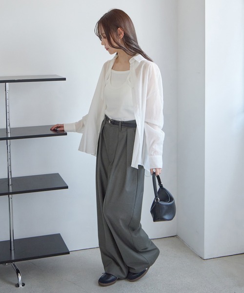 ブラウス シャツ バックスリットリボンシアーシャツ レディース