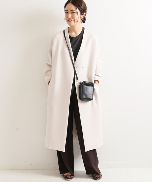 IENA ノーカラーコート IENA 「IENA」 ノーカラーコート 36 ナチュラル レディース