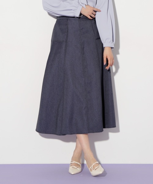 JILL STUART ライアンフレアスカート ネイビー JILL by STUART スカート デニムライクステッチシリーズ2 フレア