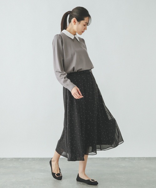 GLOBAL WORK ニット セーター 襟付きニットプルオーバー長袖