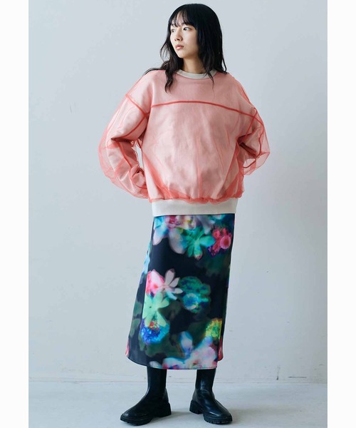 MEDE19F（メデジュウキュウ） ワンピース 花柄のプリントを重ねた
