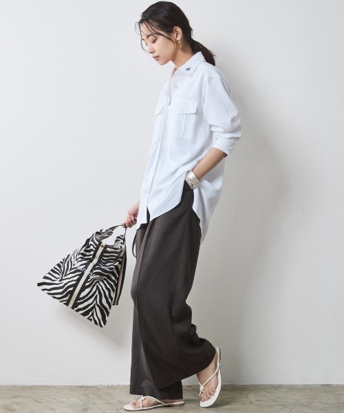 ブラウス シャツ レーヨン麻アウトポケットシャツ「大きいサイズ有」シックスタイル レディース CHIC STYLE ブラウス シャツ レーヨン麻アウトポケットシャツ