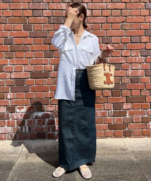 CHIC STYLE ブラウス シャツ レーヨン麻アウトポケットシャツ