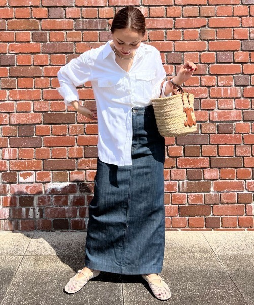 CHIC STYLE ブラウス シャツ レーヨン麻アウトポケットシャツ