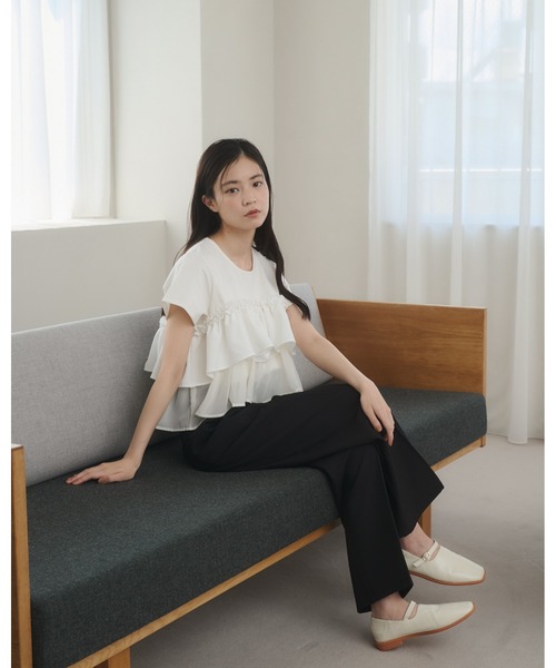 moi tytto（モイテュット） tシャツ 半袖 レース切替Tシャツ