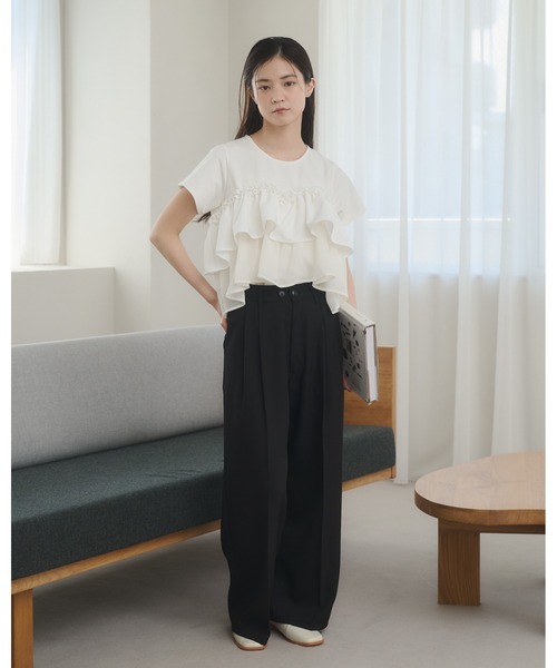 【moi tytto】レース切替Tシャツ moi tytto（モイテュット） tシャツ 半袖 レース切替Tシャツ