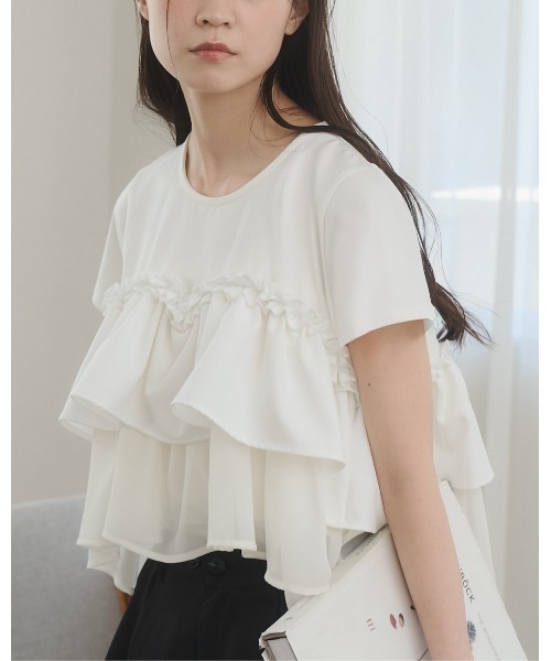 moi tytto（モイテュット） tシャツ 半袖 レース切替Tシャツ