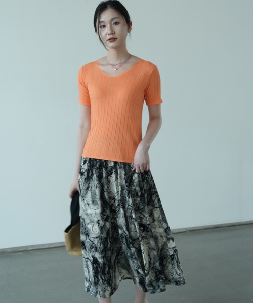 ニット セーター 夏服にピッタリ！Vネックサマーニット半袖