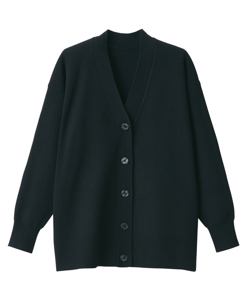 「無印良品」 ニットカーディガン X-LARGE ブラック レディース_画像7