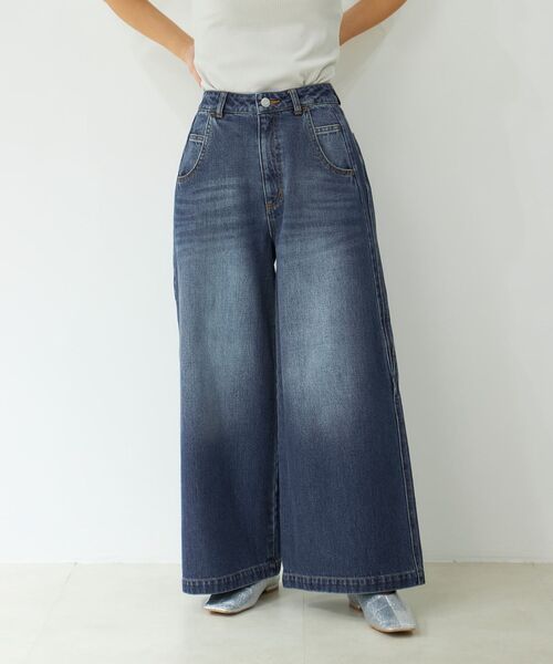 STRATA エストラータ バレルデニムパンツ S インディゴ COHINA STRATA（エストラータ） ワイドパンツ ジーンズ デニム デニムパンツ