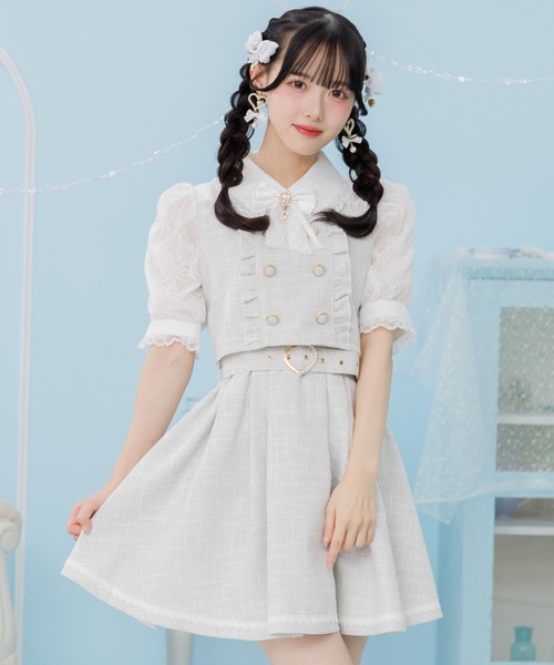 ROJITA ダブルリボンツイード半袖ワンピース セール】ダブルリボンツイード半袖ワンピース（ワンピース