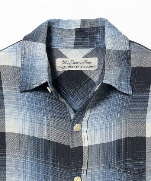 完売☆美品 REMI RELIEFレミレリーフRAYONチェックシャツ ブルー REMI RELIEF シャツ RELIEF/レミレリーフ レーヨンチェックSHIRT