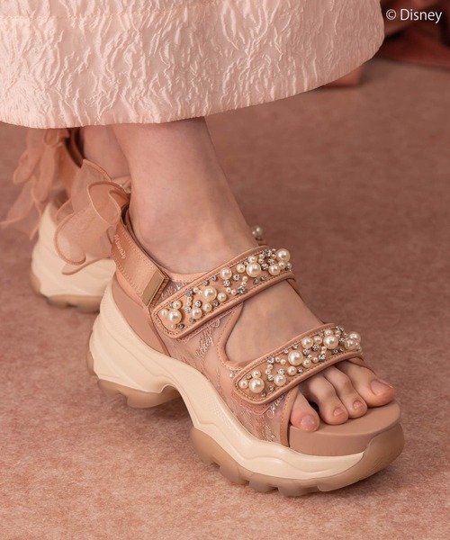 ランダ（RANDA）/【22．5−25．5】【Mickey＆Minnie】/2WAYパールデザインスポーツサンダル RANDA（ランダ） サンダル 「Mickey＆Minnie」/2WAYパールデザイン