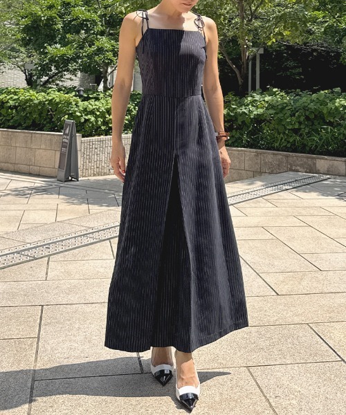 美品 Spick & Span ツイードサロペット ブラック 38 肩紐調整可 パンツ 肩紐リボンピンストライプサロペット レディース : ZOZOTOWN