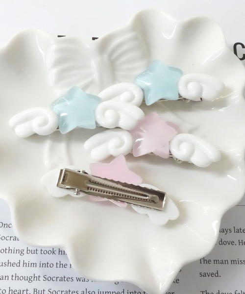 Port ヘアピン 「 / ポート 」 天使の羽 付き スター ( 2個