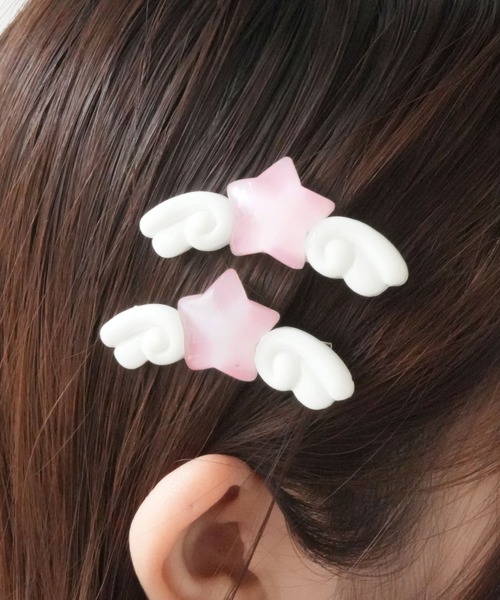 ヘアアクセサリー N Port ヘアピン 「 / ポート 」 天使の羽 付き スター ( 2個