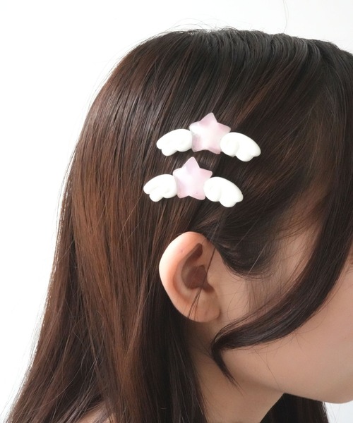 ヘアアクセサリー N Port ヘアピン 「 / ポート 」 天使の羽 付き スター ( 2個