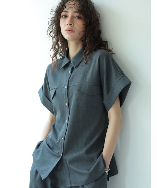 ブラウス シャツ リネンライクティアードブラウス レディース 7days Life Styling ブラウス シャツ 2枚重ねジョーゼット裾