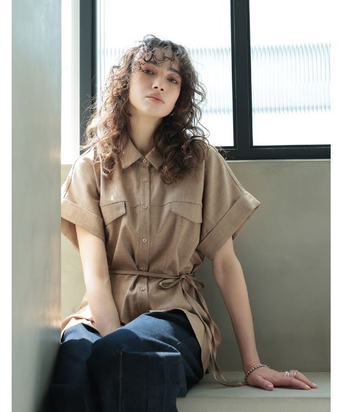 ブラウス シャツ 「2025 SUMMER COLLECTION」「セットアップ対応」「洗える」リネンライク金ボタンテーラードジレベスト レディース Re:EDIT ブラウス シャツ 「2025 SUMMER COLLECTION