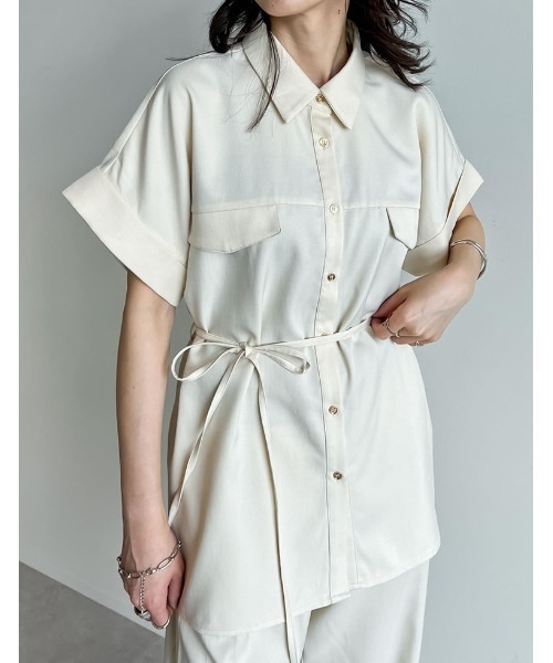 ブラウス シャツ リネンMIXサファリシャツ「2025summer catalog item」 レディース セール】 リネンMIXサファリシャツ《2025summer catalog item
