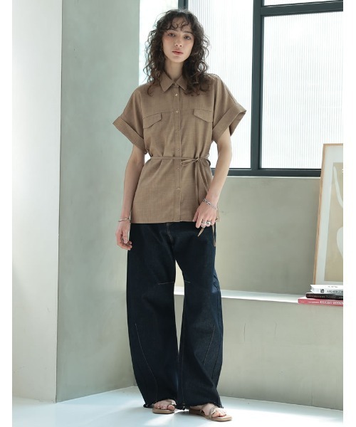 ブラウス シャツ 「2025 SUMMER COLLECTION」「セットアップ対応」「洗える」リネンライク金ボタンテーラードジレベスト レディース Re:EDIT ブラウス シャツ 「2025 SUMMER COLLECTION