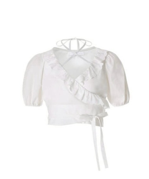 シャツ/ブラウス(半袖/袖なし) RIKO Wrapping ribbon blouse NOT YOUR ROSE（ノットユアローズ） ブラウス シャツ 「NOTYOURROSE