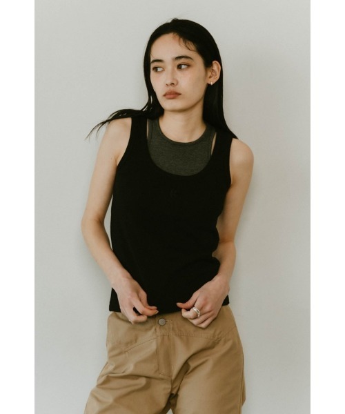 タンクトップ ノースリーブ 2piece layered logo tank top レディース