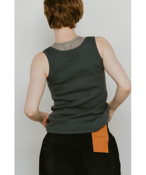 Knuth Marf タンクトップ Knuth Marf - ハーフジップ ニットタンクトップ (ブラック) half zip