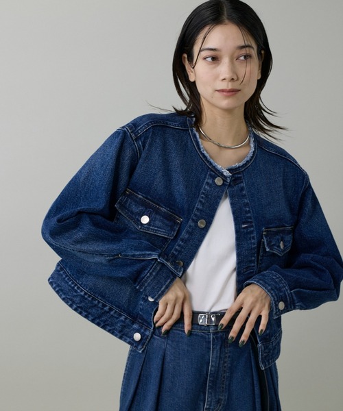 INED（イネド） デニムジャケット gジャン 「別注アイテム」ノーカラー