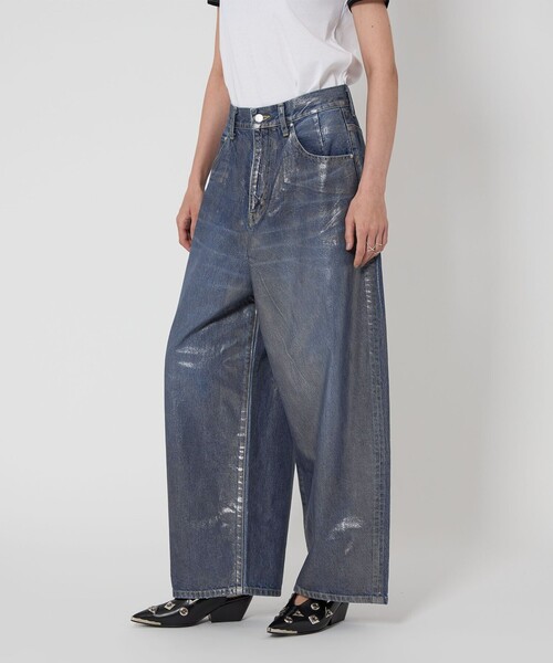 ワイドパンツ ジーンズ デニム デニムパンツ 「ASTRAET」コーティング BIG バルーンデニムパンツ UNISEX レディース メンズの画像