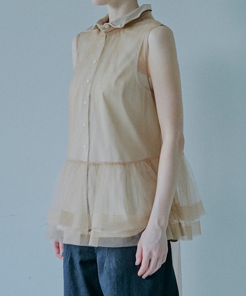 LE CIEL BLEU（ルシェルブルー） ブラウス シャツ ソフトチュール