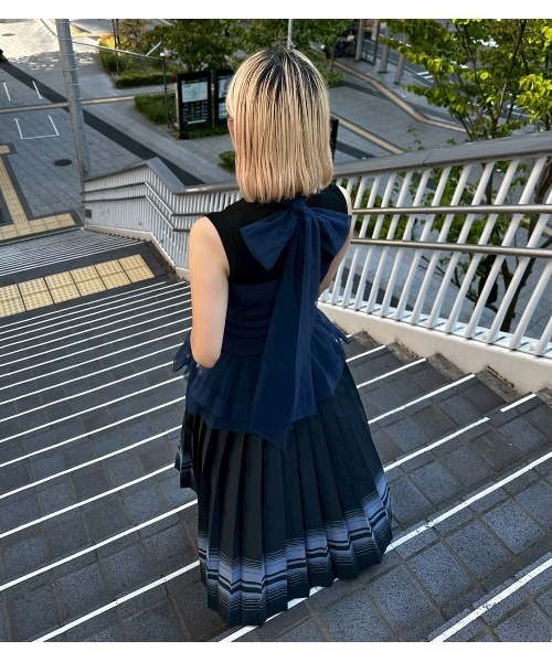 ルシェルブルー　Textured Sheer Bow Tops LE CIEL BLEU（ルシェルブルー） ブラウス シャツ ソフトチュール