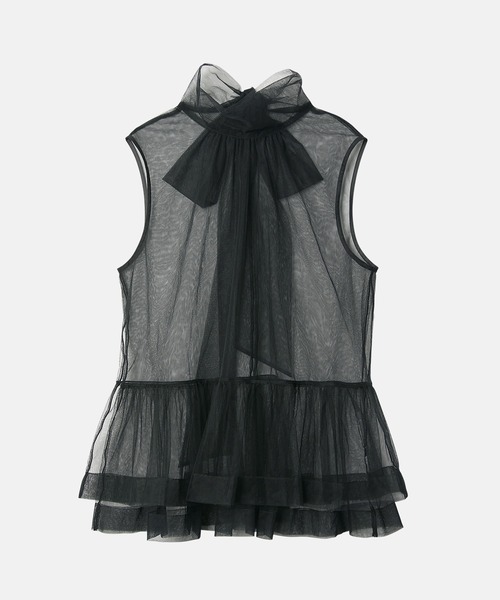 ルシェルブルー　Textured Sheer Bow Tops LE CIEL BLEU（ルシェルブルー） ブラウス シャツ ソフトチュール