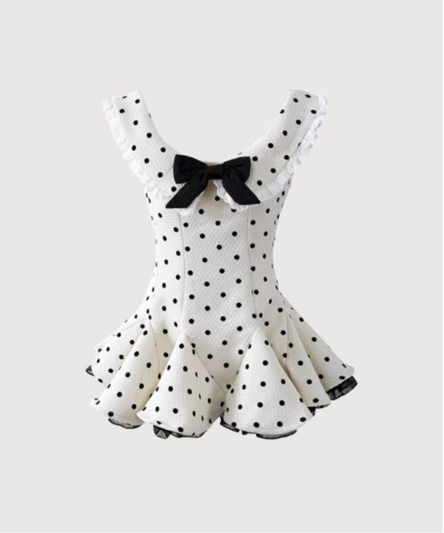LA POMME petit（ラポミ・プチ） ワンピース Texture Corset Dot Doll