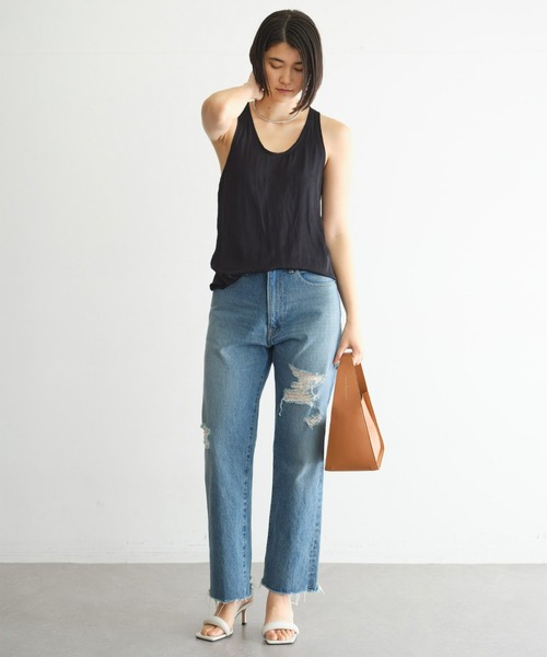 [GALLARDAGALANTE] повреждение обработка Denim брюки 2 черный женский 