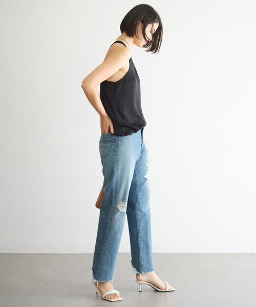 [GALLARDAGALANTE] повреждение обработка Denim брюки 2 черный женский 