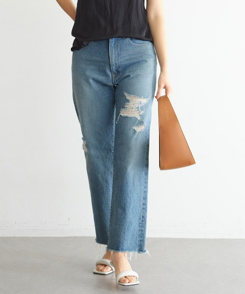 [GALLARDAGALANTE] повреждение обработка Denim брюки 2 черный женский 