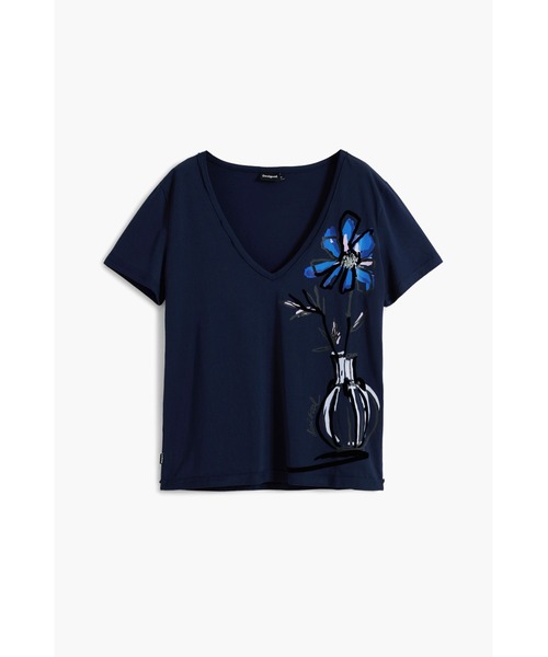 5サイズ展開/XS/XL】フラワーベースシルエットTシャツ／デシグアル